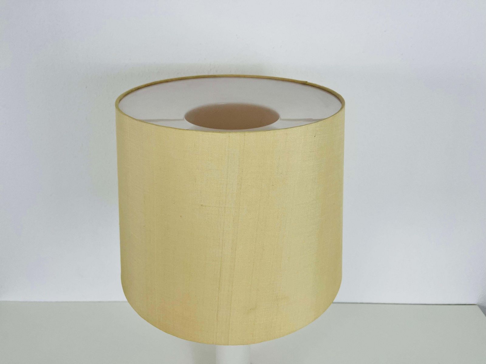 Mid Century White Glass And Fabric Shade Table Lamp By Luxus Sweden, 1960s photo 1503.0