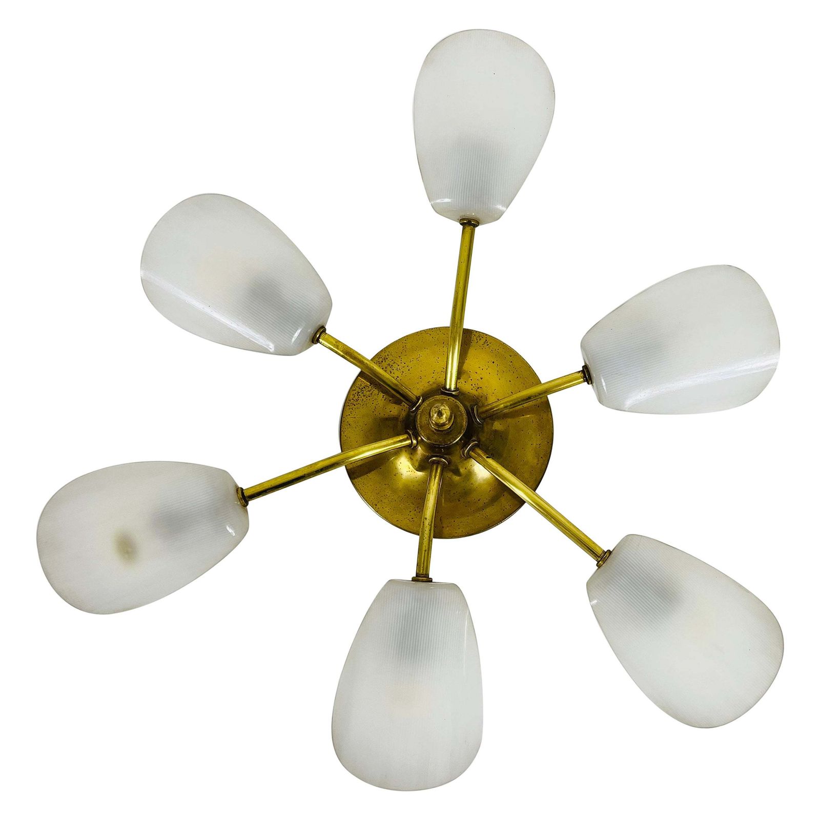 Italian Midcentury Brass 5 Arm Sputnik Chandelier, 1950s