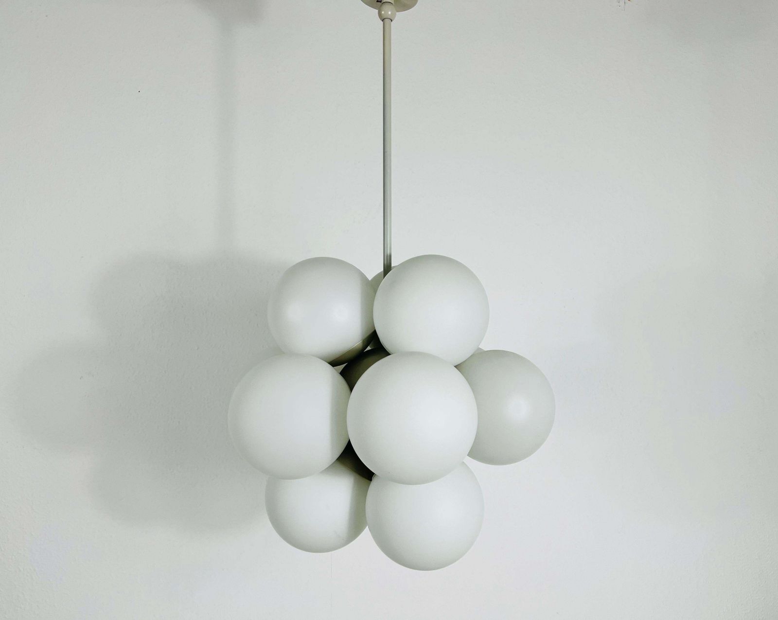 Atomic Kaiser Midcentury White 12  Arm Space Age Chandelier, 1960s, Germany photo furniture