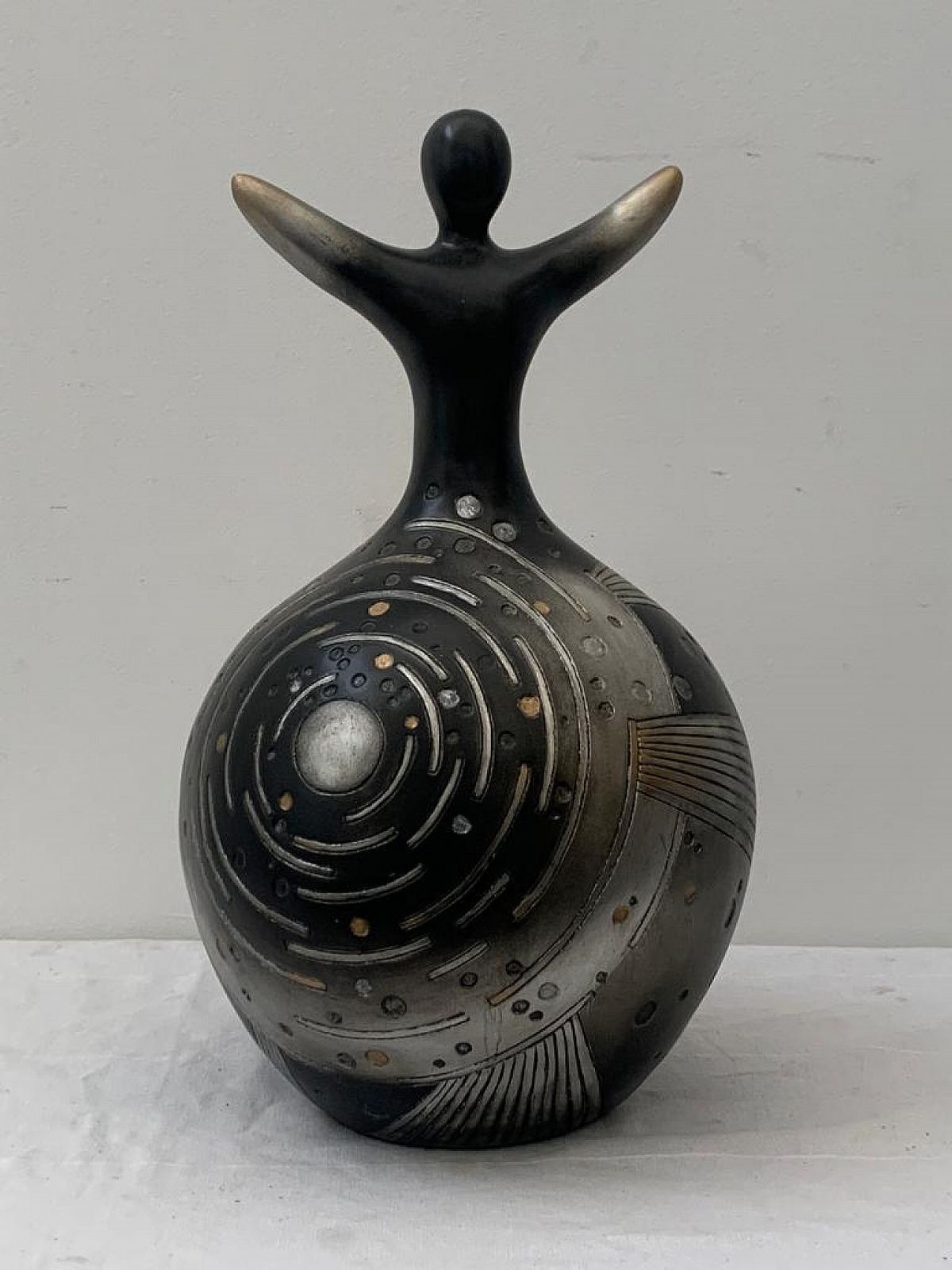Sculpted Resin Sculpture Finished In Patinated Silver For Lam Lee Group, 1990s photo Art