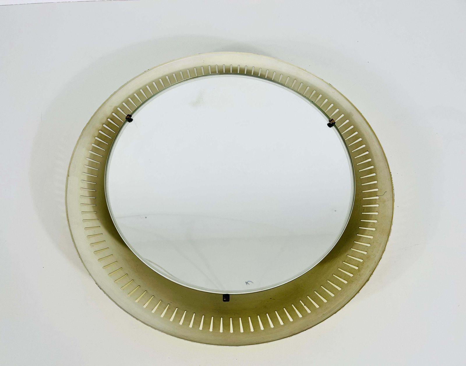 Rare Mid Century Metal Illuminated Mirror By Hillebrand, Germany, 1950s photo vinterior