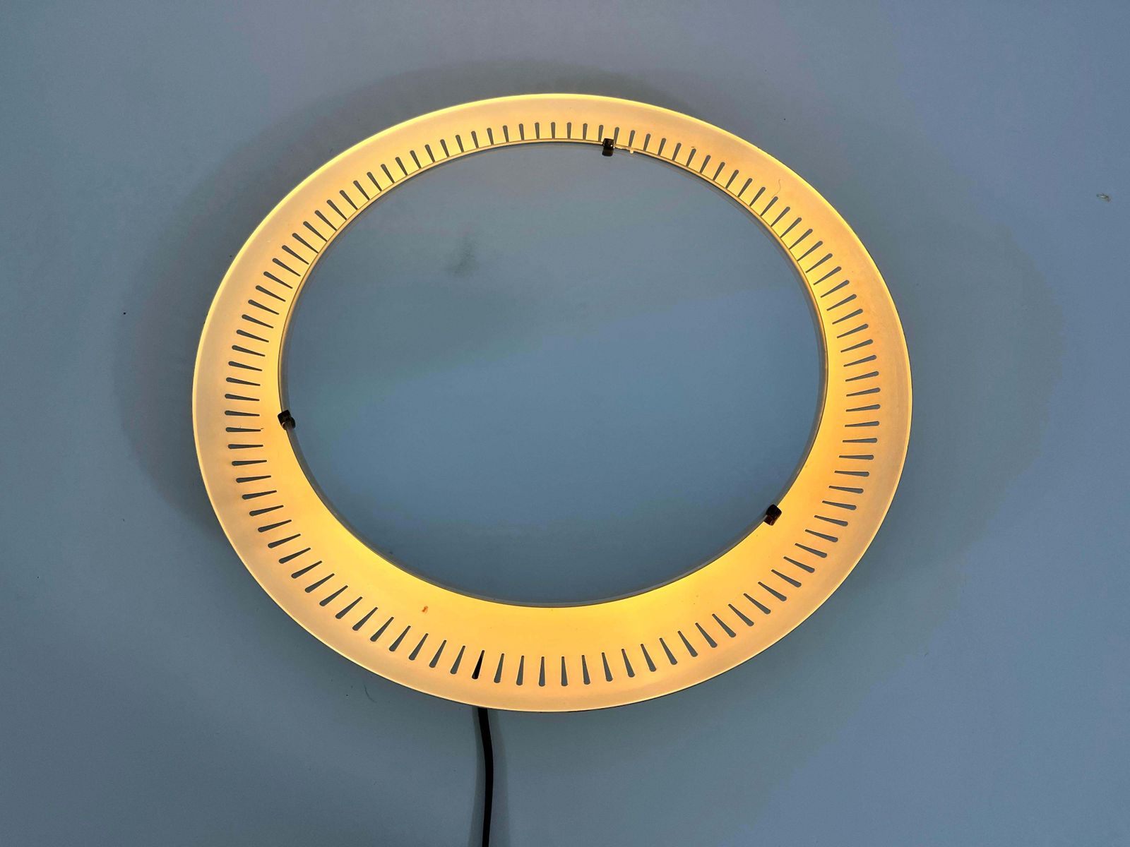 photo furniture Rare Mid Century Metal Illuminated Mirror By Hillebrand, Germany, 1950s