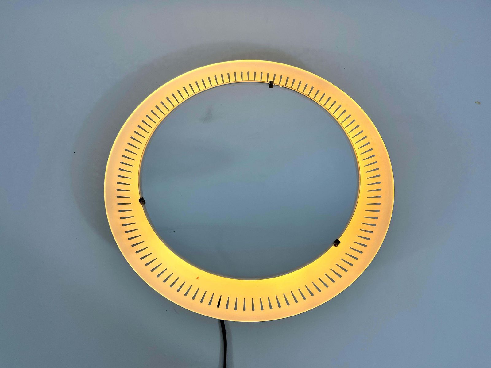 1184.0 Rare Mid Century Metal Illuminated Mirror By Hillebrand, Germany, 1950s photo