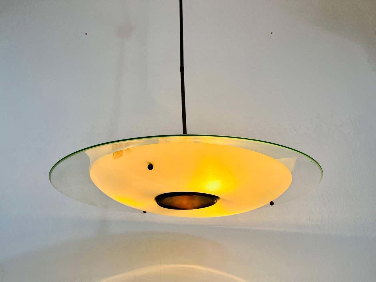 Italian Midcentury Brass And Glass Chandelier, 1950s photo buy