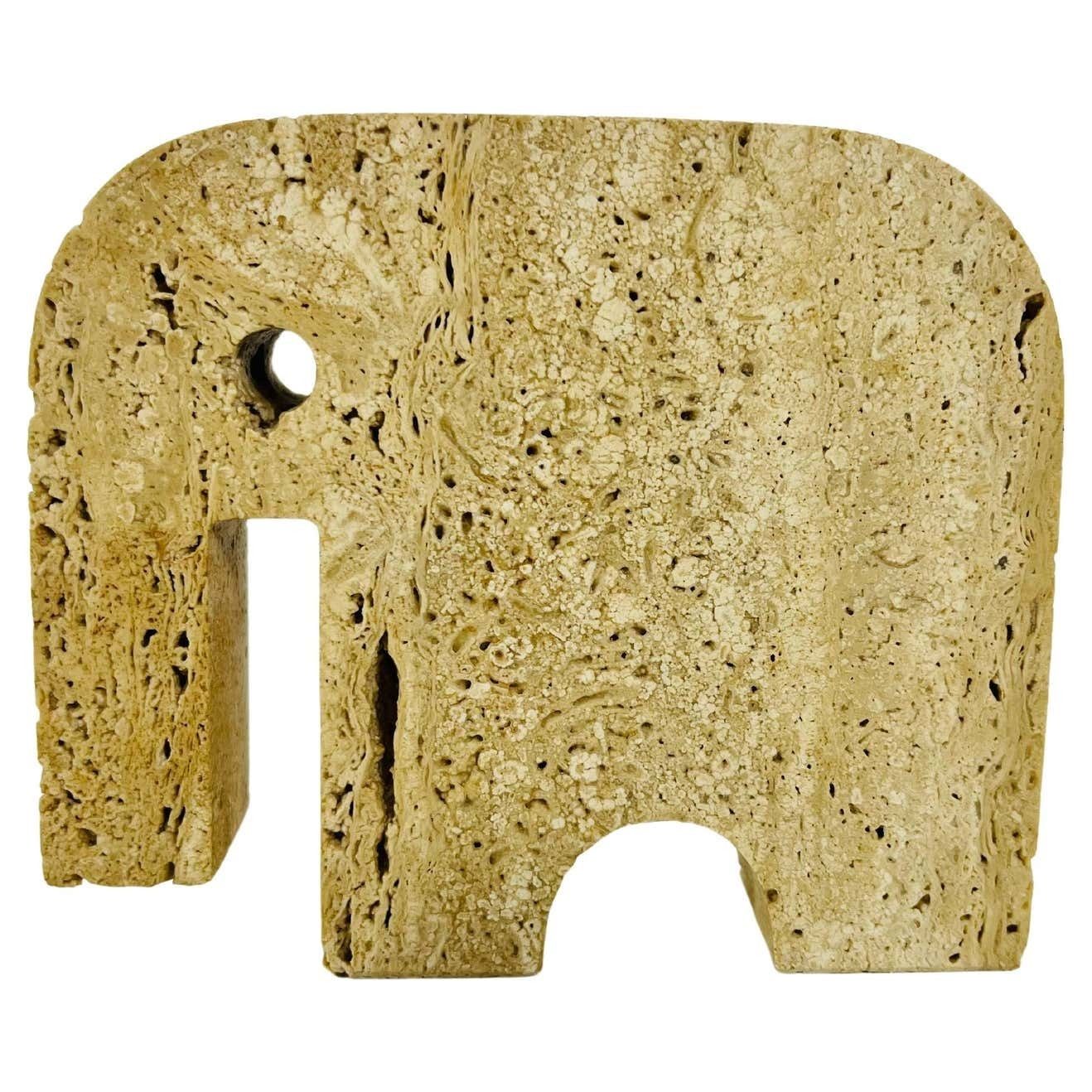 Italian Travertine Sculpture Elephant By Fratelli Mannelli, Italy, 1970s