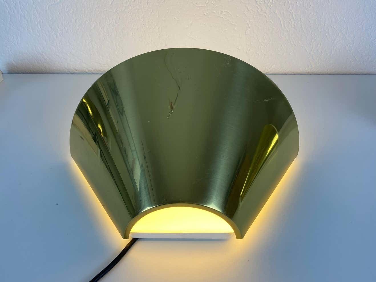 1003.0 Pair Of Modernist Brass And Opaline Glass Wall Lamps By Limburg, Germany, 1980s photo