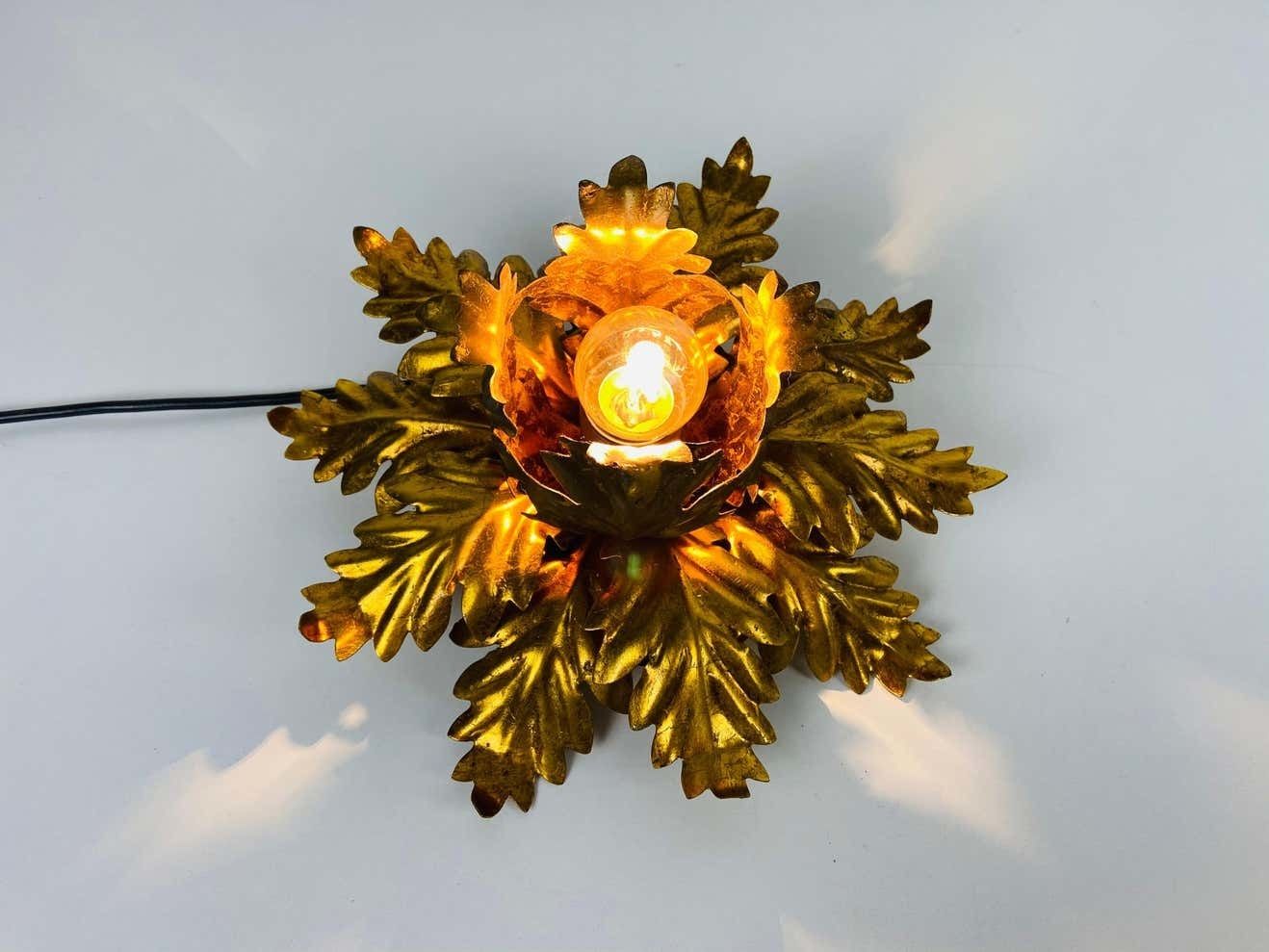 photo furniture Golden Florentine Flower Shape Flushmount By Banci, Italy, 1970s