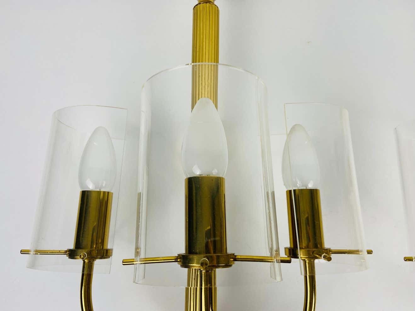 photo furniture Huge Pair Of Mid Century Modern Brass And Perspex Cinema Wall Lamps, 1950s