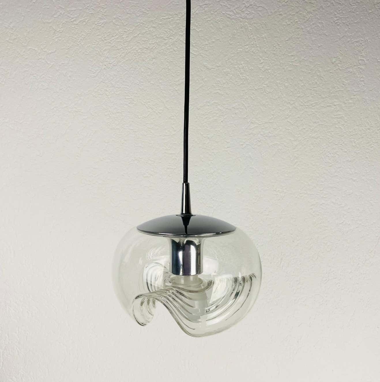 Transparent Glass Pendant Lamp By Koch & Lowy For Peill And Putzler, 1960 photo 527.0