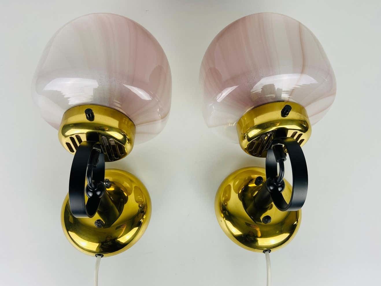 Pair Of 2 Opaque Glass Sconces By Peill & Putzler, 1970s, Germany photo for sale