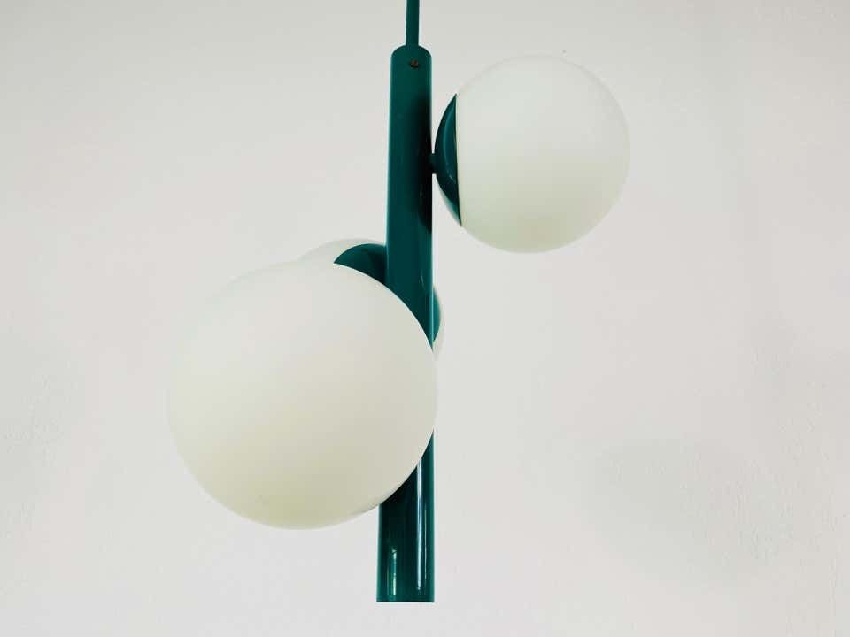 Kaiser Midcentury Green 3 Arm Space Age Chandelier, 1960s, Germany photo for sale