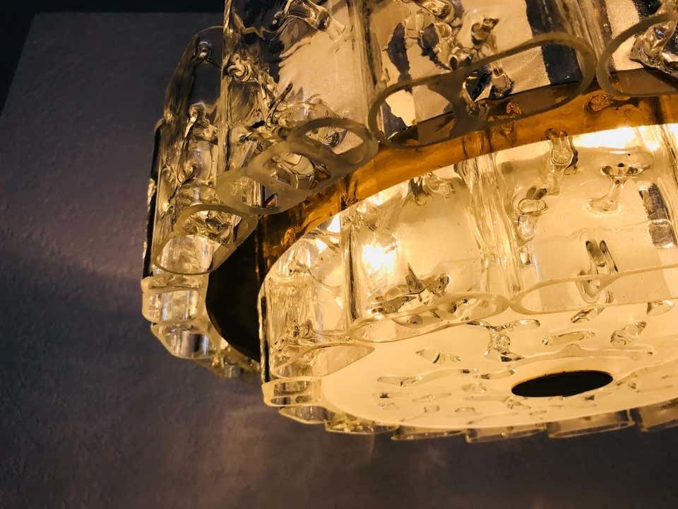 Doria Two Tier Midcentury Crystal Ice Glass Circular Chandelier, 1960s photo Lighting
