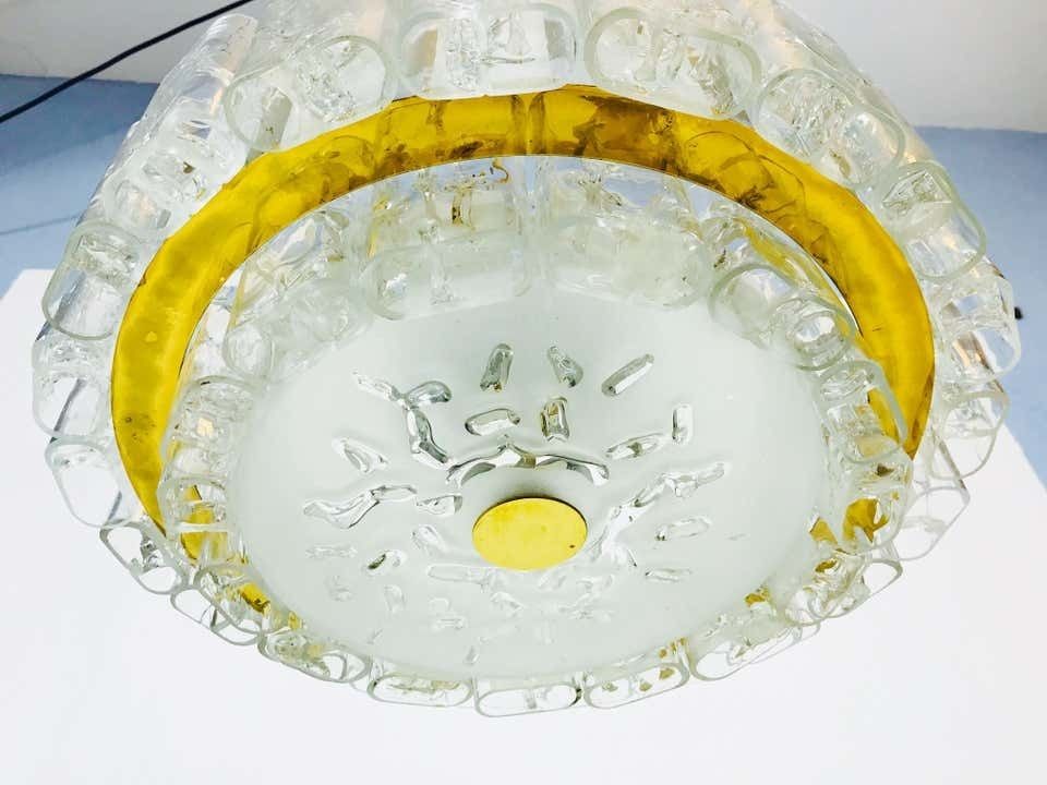 Lighting Doria Two Tier Midcentury Crystal Ice Glass Circular Chandelier, 1960s photo