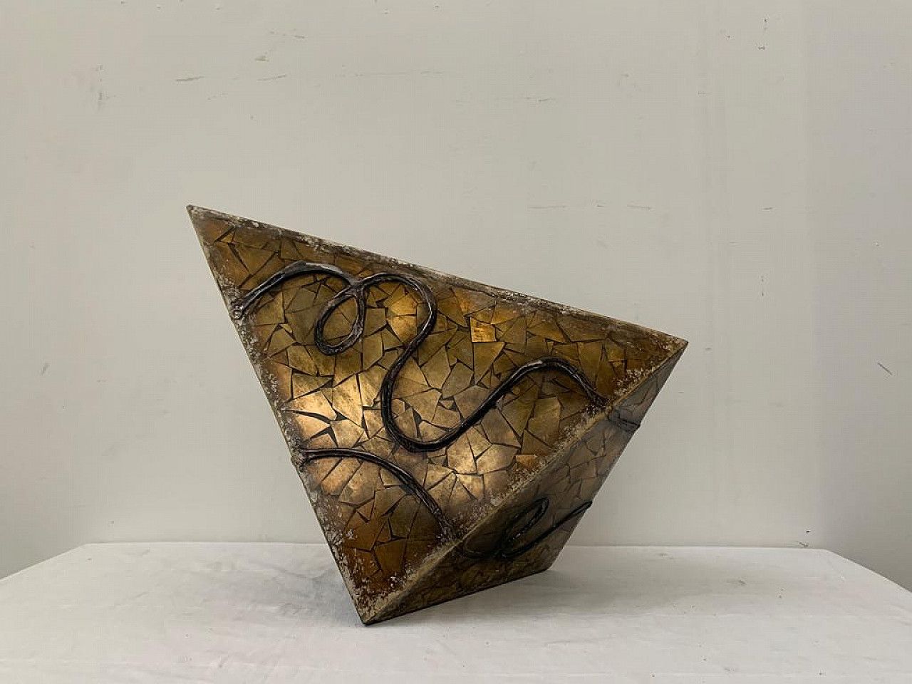 Vase Covered With Geometric Fragments Of Gilded Mirror, 1980s photo buy
