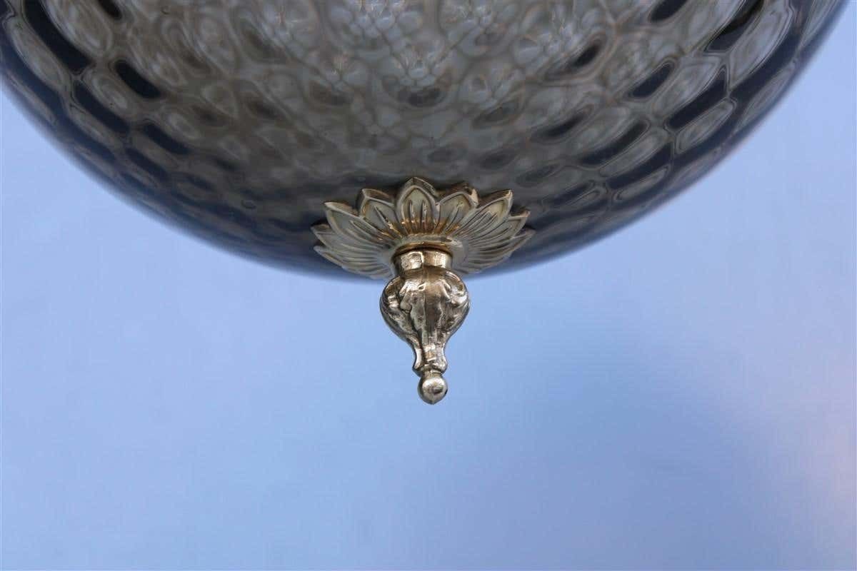 Italian Mid Century Lantern Murano Glass Brass Parts Gold 1950s Venini Style photo Lighting