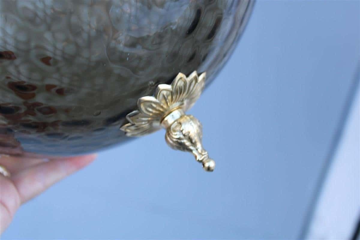 photo for sale Italian Mid Century Lantern Murano Glass Brass Parts Gold 1950s Venini Style