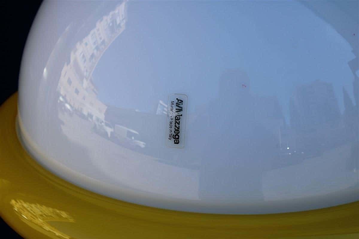 Italian Round Av Mazzega White And Yellow Italian Design 1970s Sottsass Style photo Lighting