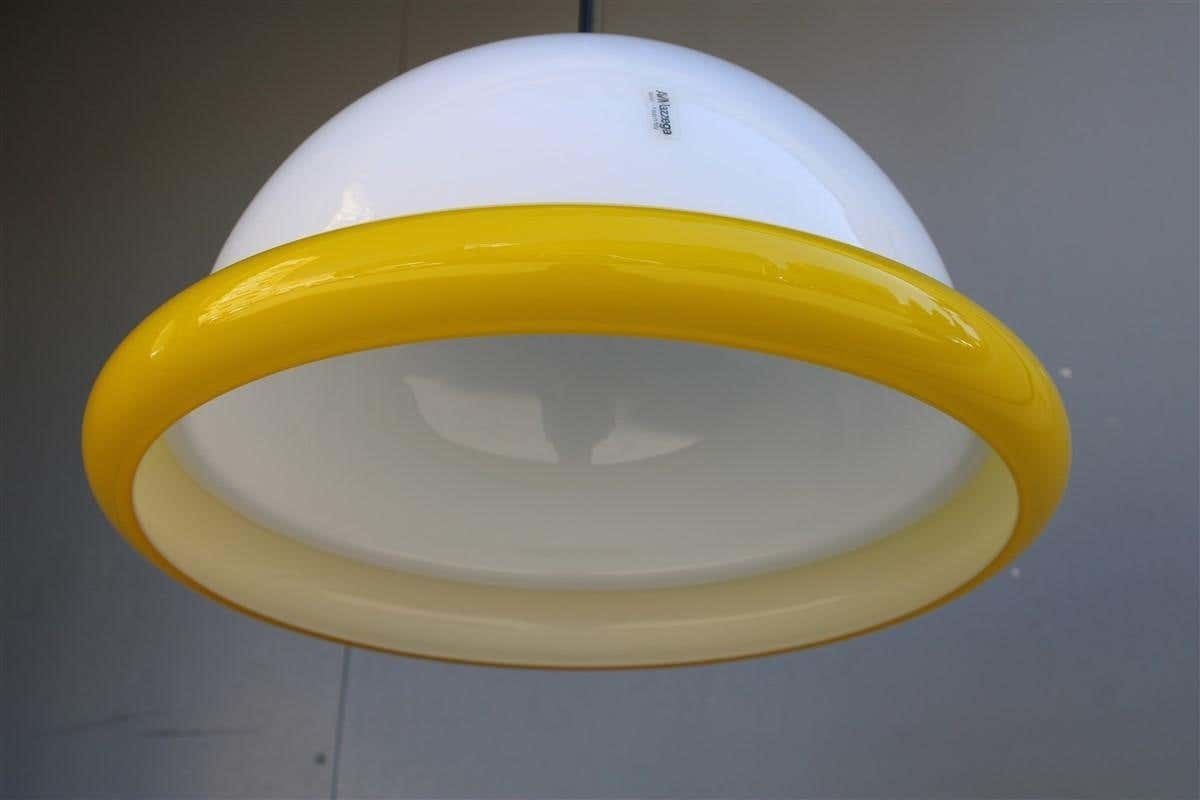 Italian Round Av Mazzega White And Yellow Italian Design 1970s Sottsass Style photo vinterior