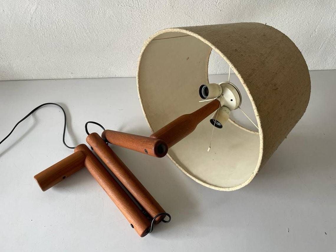 Mid Century Modern Swedish Design Fabric Shade And Wood Adjustable Wall Lamp, 1960s, Sweden photo vinterior