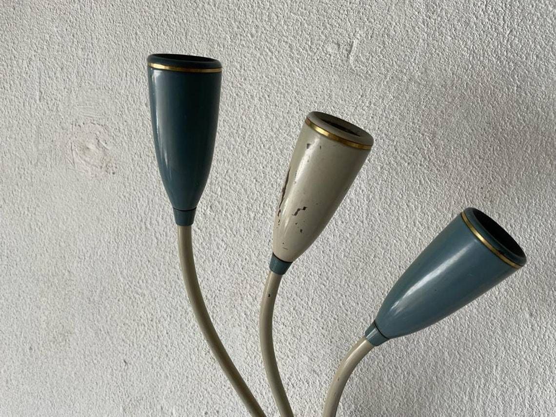 3 Head Blue And White Metal Pair Of Sputnik Sconces, 1950s, Germany photo buy