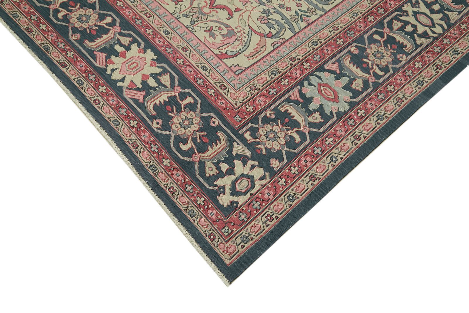 Turkish Handmade 1970s 347 Cm X 533 Cm Beige Wool Vintage Kilim Rug photo 5897.0
