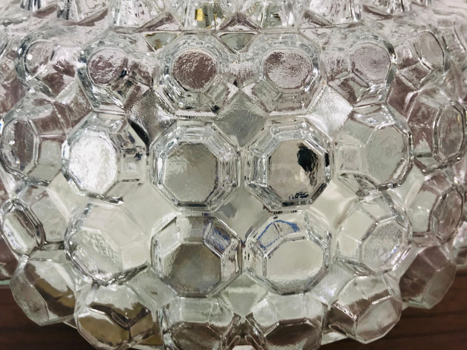Crystal Glass Round Flush Mount By Glashütte Limburg 1960s Germany photo Lighting