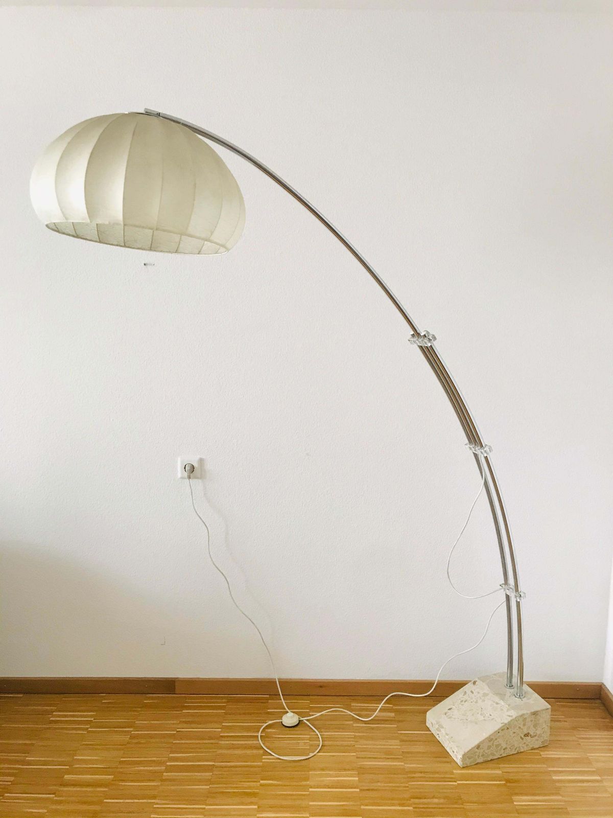 Large And Heavy Marble Base Mid Century Modern Cocoon Floor Lamp 1960s Italy photo vintage