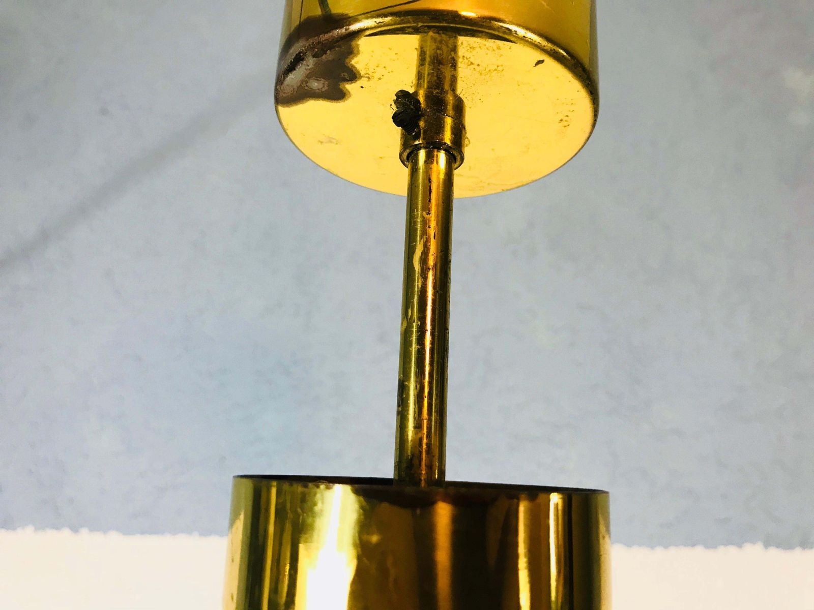 photo vinterior Extra Large Limburg Midcentury Two Tier Brass And Ice Glass Chandelier