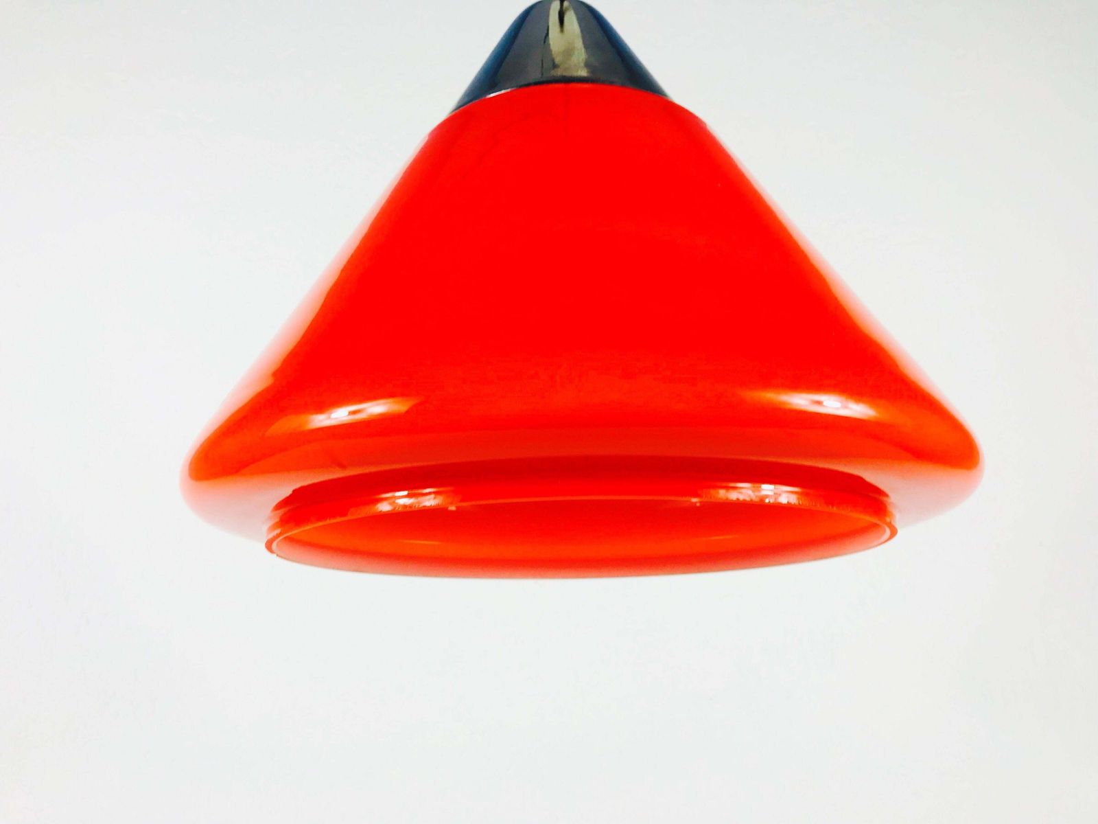 Red Glass And Chrome Hanging Lamp By Peill And Putzler 1970s Germany photo Lighting