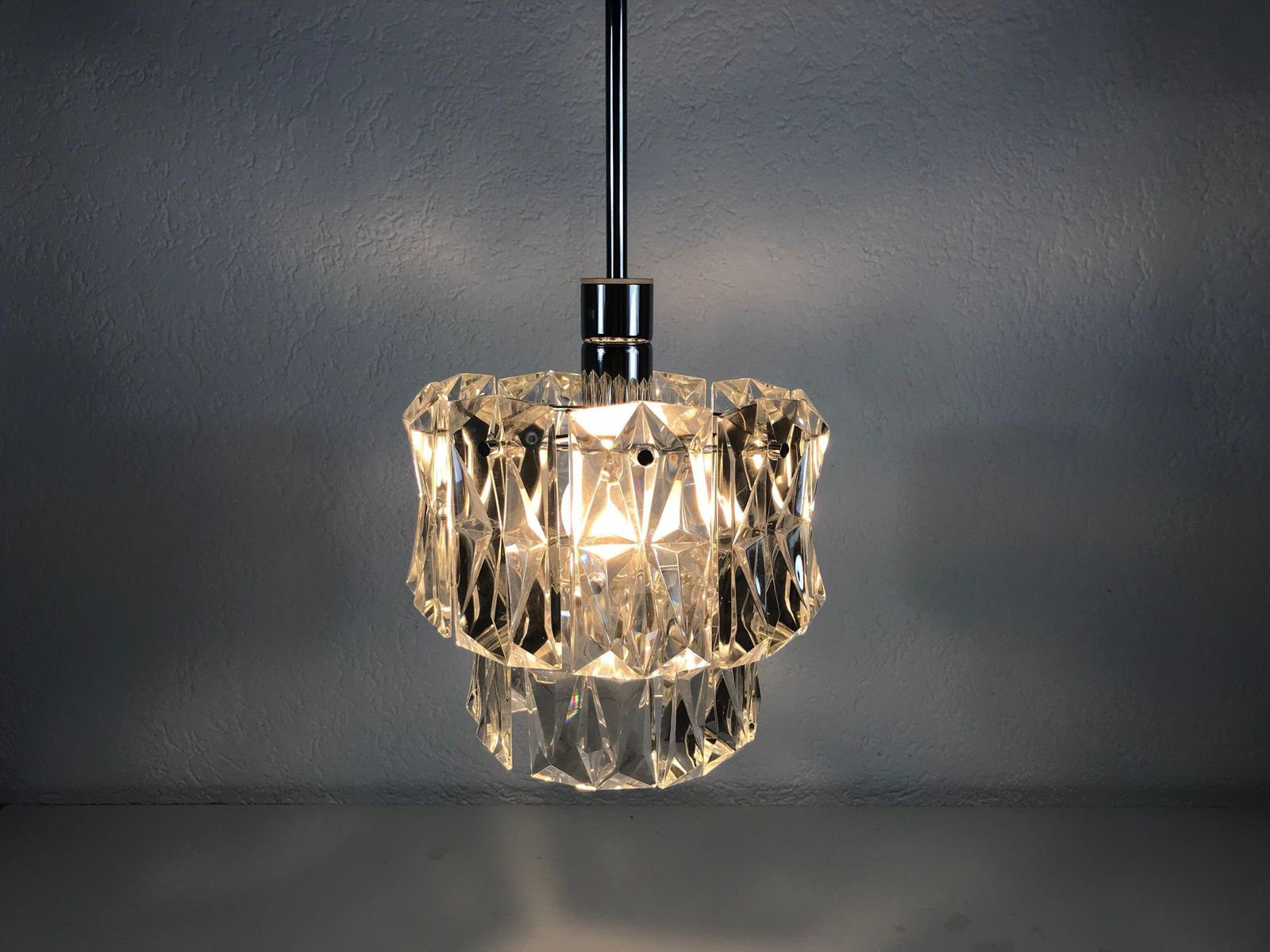 Kinkeldey Crystal Ice Glass Chandelier, Circa 1960s