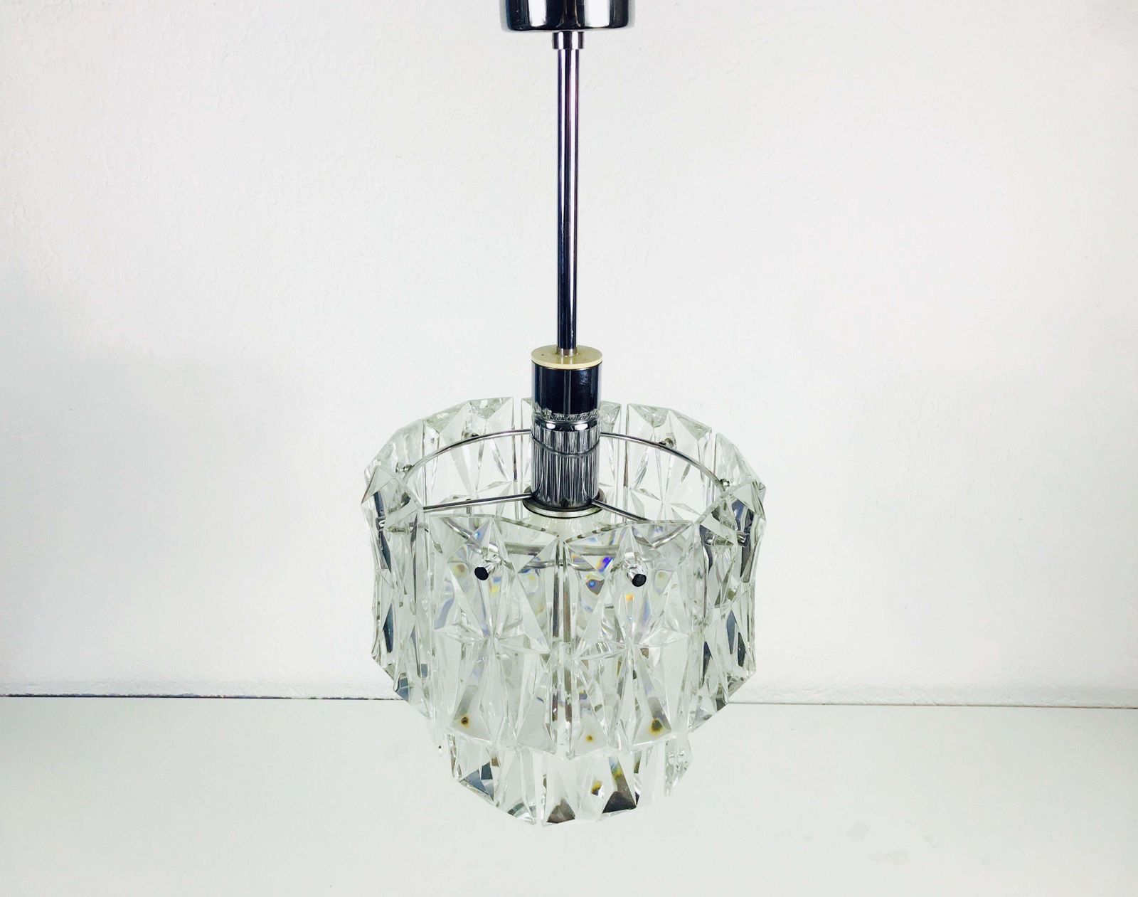 Kinkeldey Crystal Ice Glass Chandelier, Circa 1960s photo Lighting