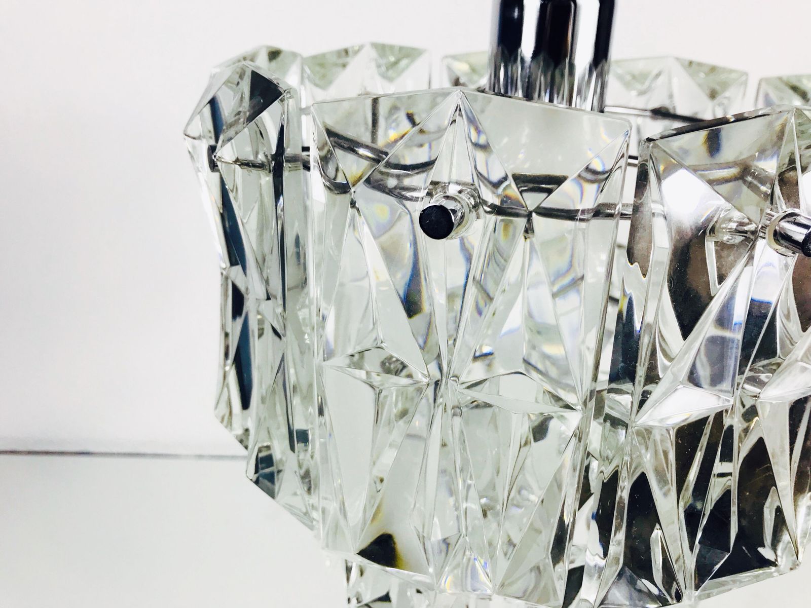 Kinkeldey Crystal Ice Glass Chandelier, Circa 1960s photo buy