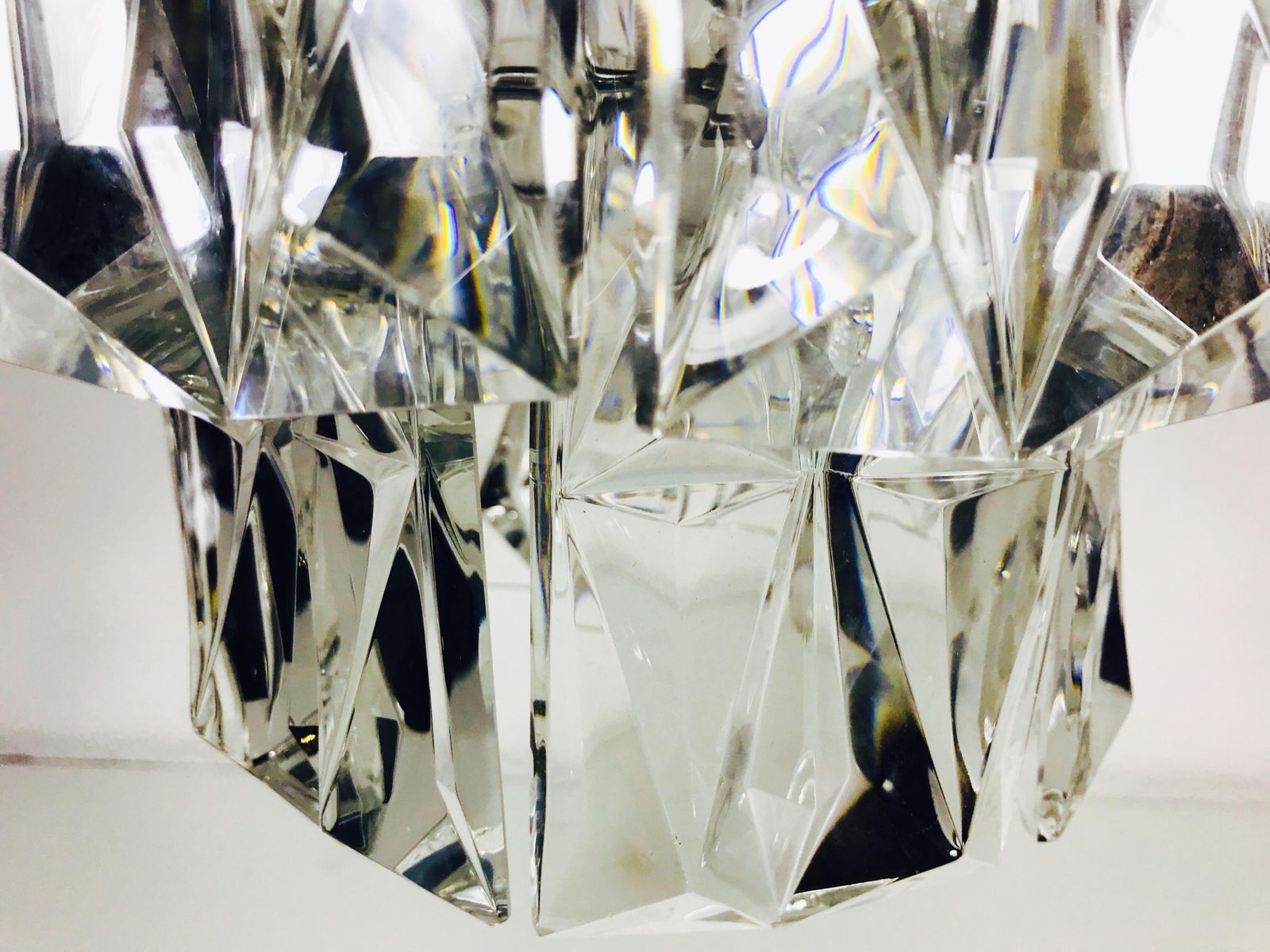 Kinkeldey Crystal Ice Glass Chandelier, Circa 1960s photo vintage