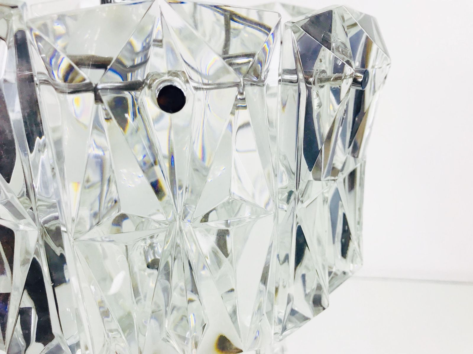 photo furniture Kinkeldey Crystal Ice Glass Chandelier, Circa 1960s