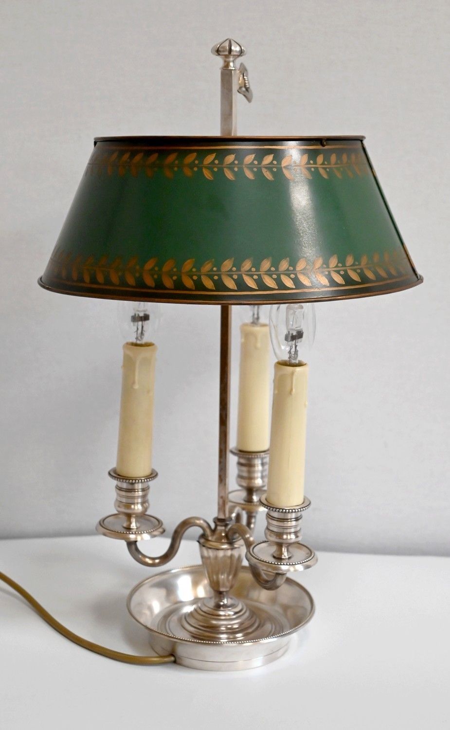 Bouillotte Lamp In White Metal, Empire Style   Early 20th Century