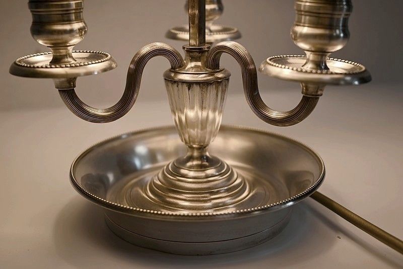 Bouillotte Lamp In White Metal, Empire Style   Early 20th Century photo vintage