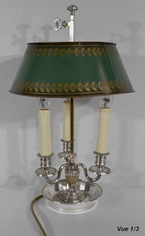 photo furniture Bouillotte Lamp In White Metal, Empire Style   Early 20th Century