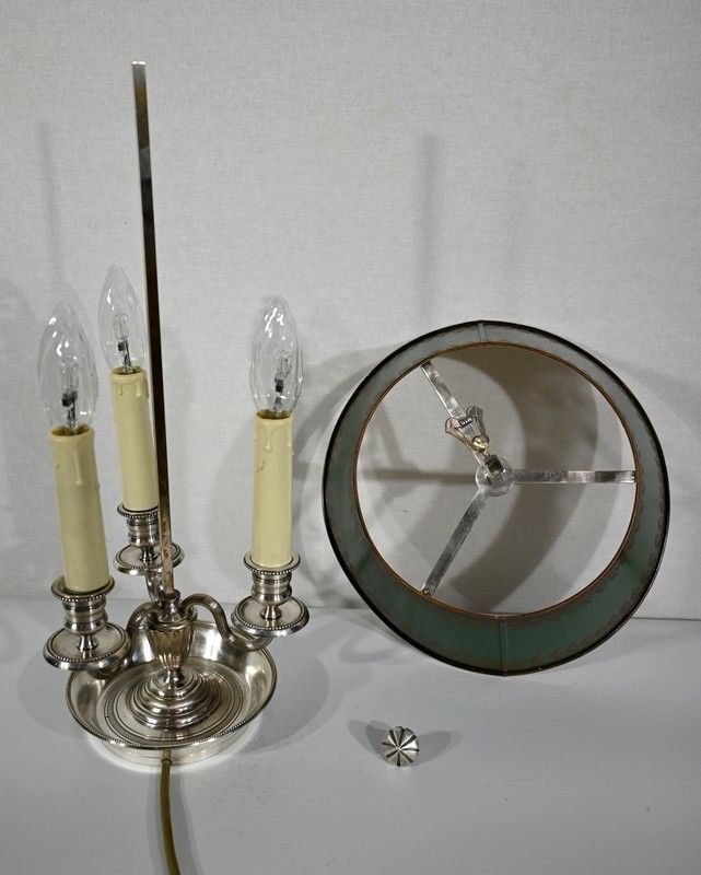 photo vintage Bouillotte Lamp In White Metal, Empire Style   Early 20th Century