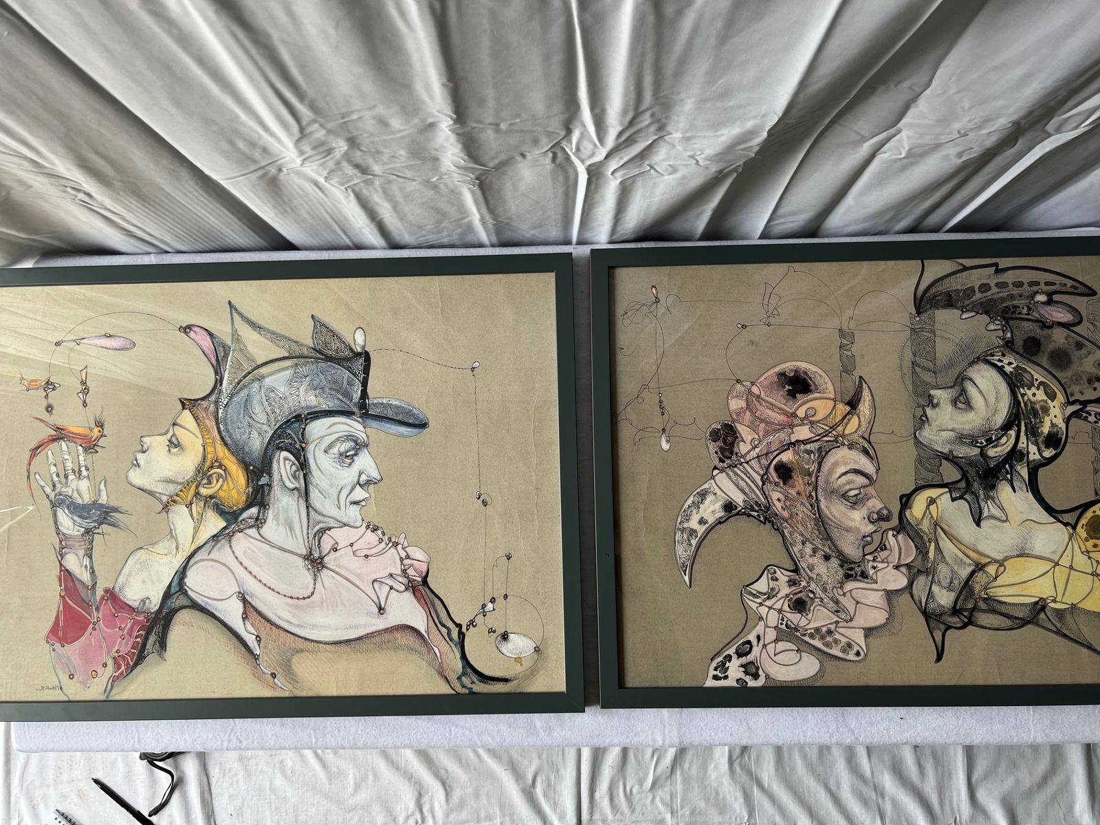 A Pair Of High Quality Theatrical Prints Signed (Undecipherable) By The Artist 1992.