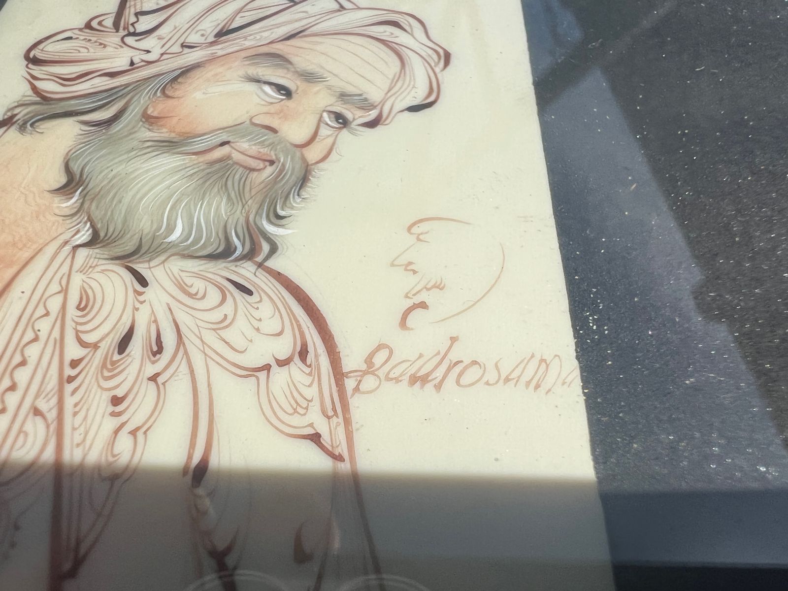 Portraits On Ivory Of Middle Eastern Gentleman By Reza Badrossma photo for sale