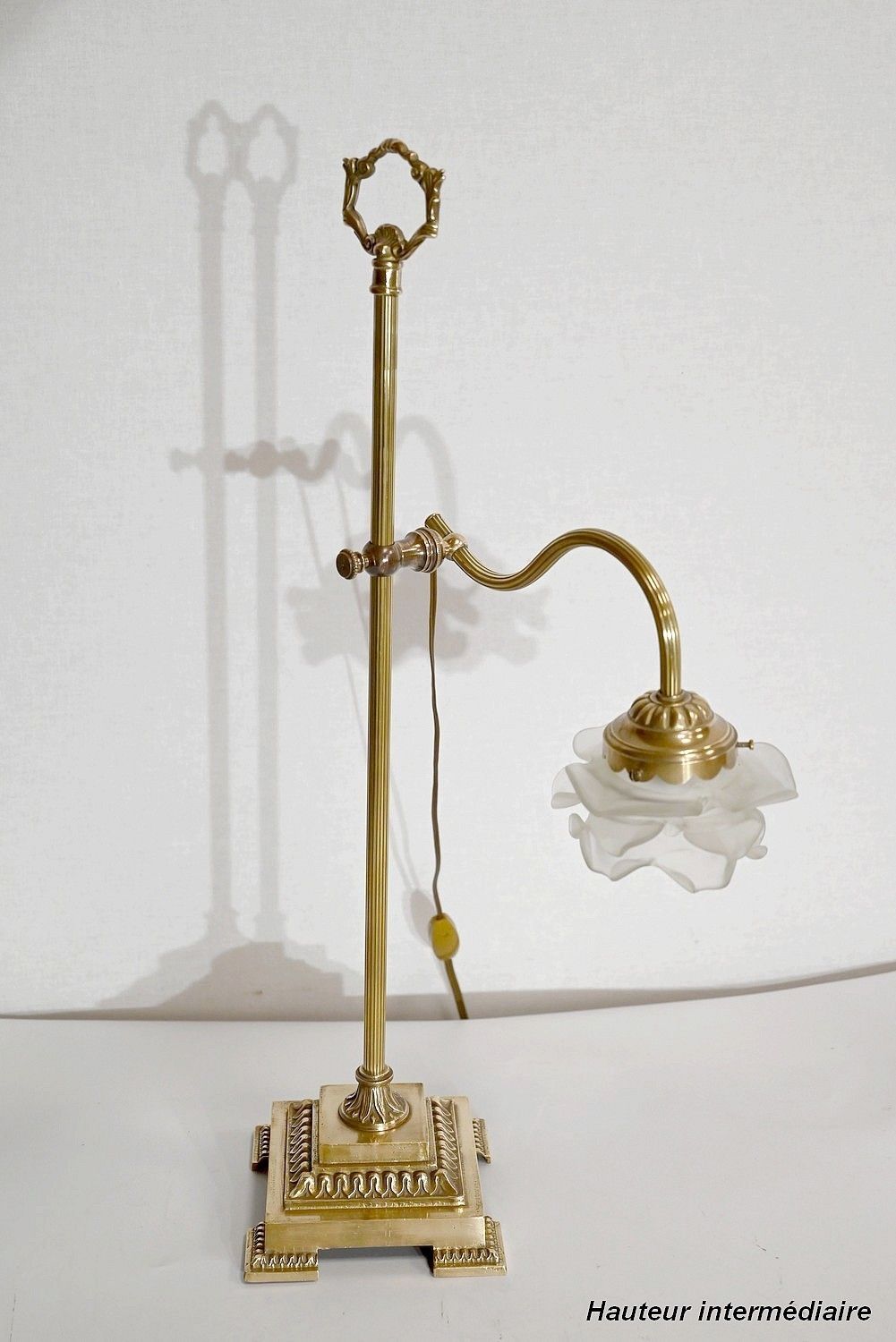 Lighting Small Tulip Lamp In Glass And Bronze, Adjustable, Art Deco – 1920 photo