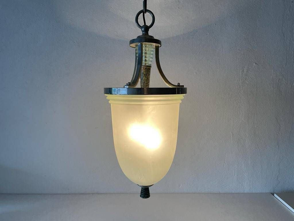 Exceptional Green Glass And Marble Art Deco Chrome Body Ceiling Lamp, 1940s, Italy photo furniture