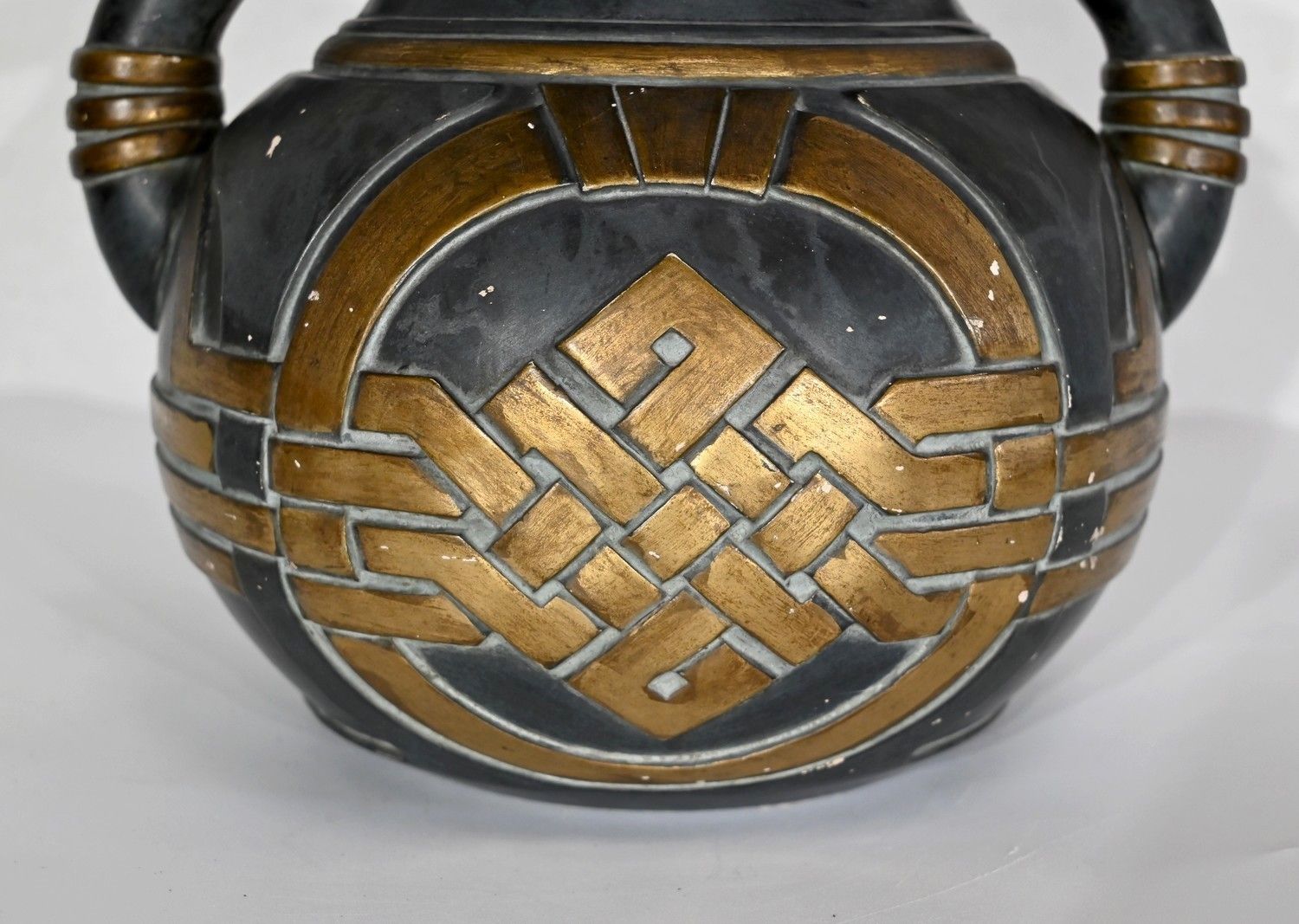 Anthracite And Golden Terracotta Vase – 1900 photo vinterior