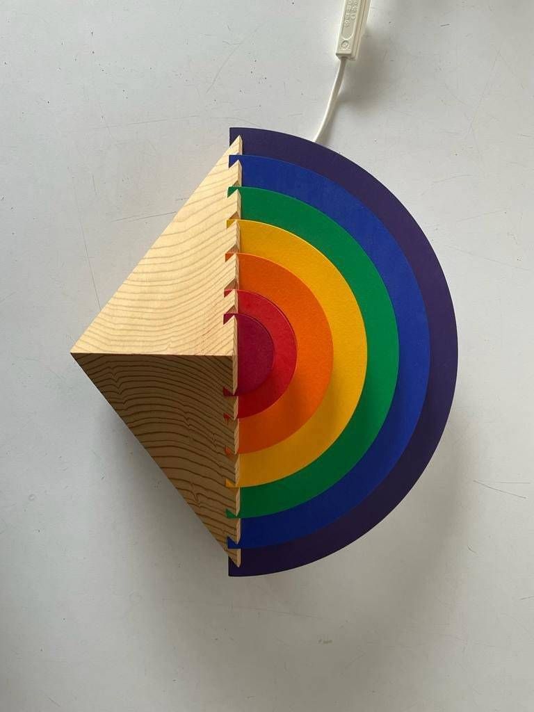 Rainbow Design Wood Night Lamp By Kiener Zürich, In Style Of Memphis Group, 1980s, Switzerland photo furniture