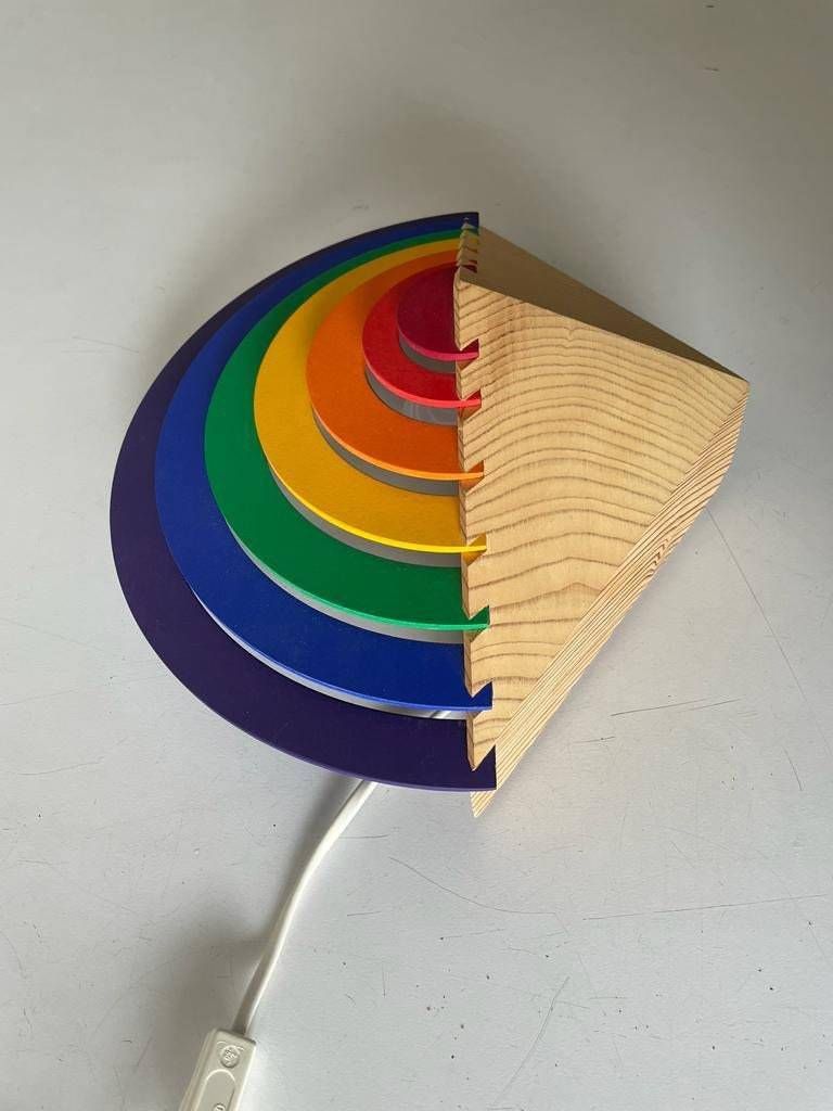 Rainbow Design Wood Night Lamp By Kiener Zürich, In Style Of Memphis Group, 1980s, Switzerland photo Lighting