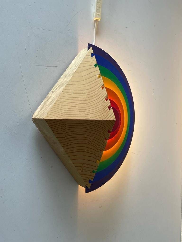 Rainbow Design Wood Night Lamp By Kiener Zürich, In Style Of Memphis Group, 1980s, Switzerland photo buy