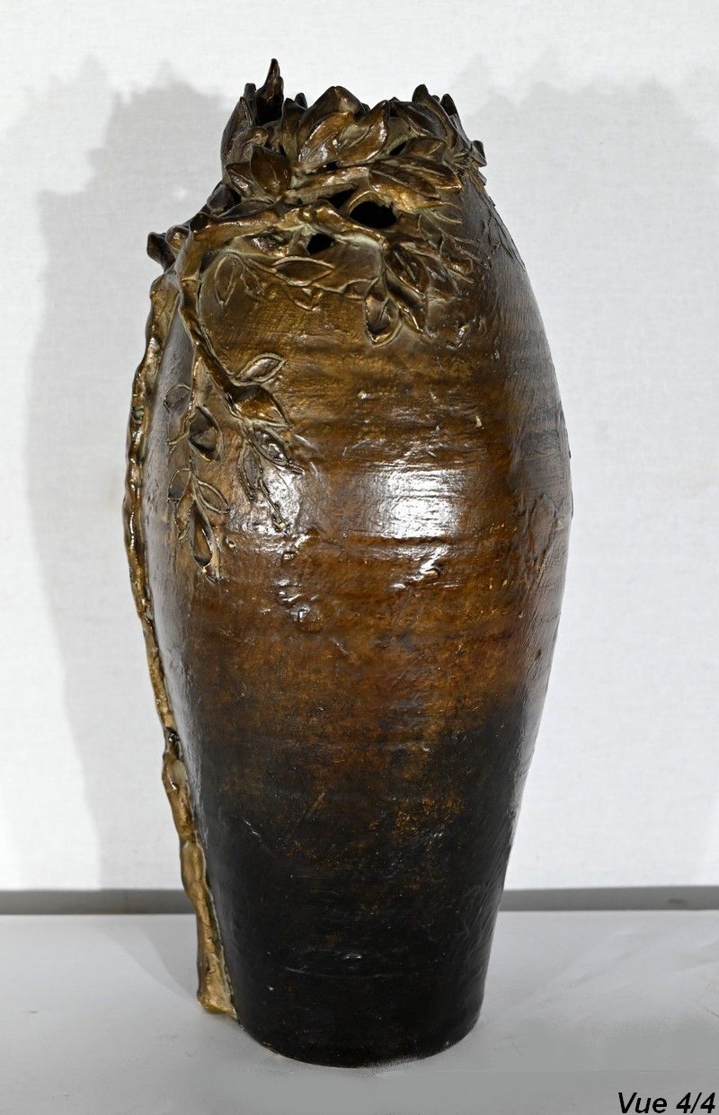 photo vintage Glazed Ceramic Vase, Signed “Korina”, Art Nouveau – 1900