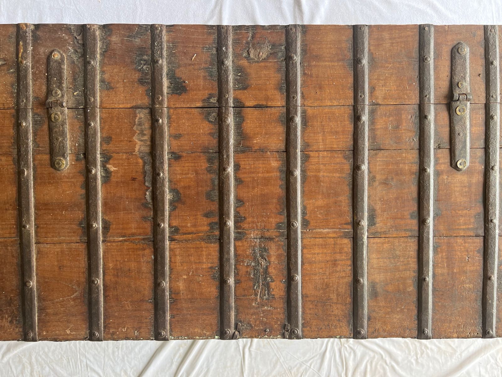 photo for sale A Stylish Iron Bound Indian Rajasthan Vintage Hardwood Chest