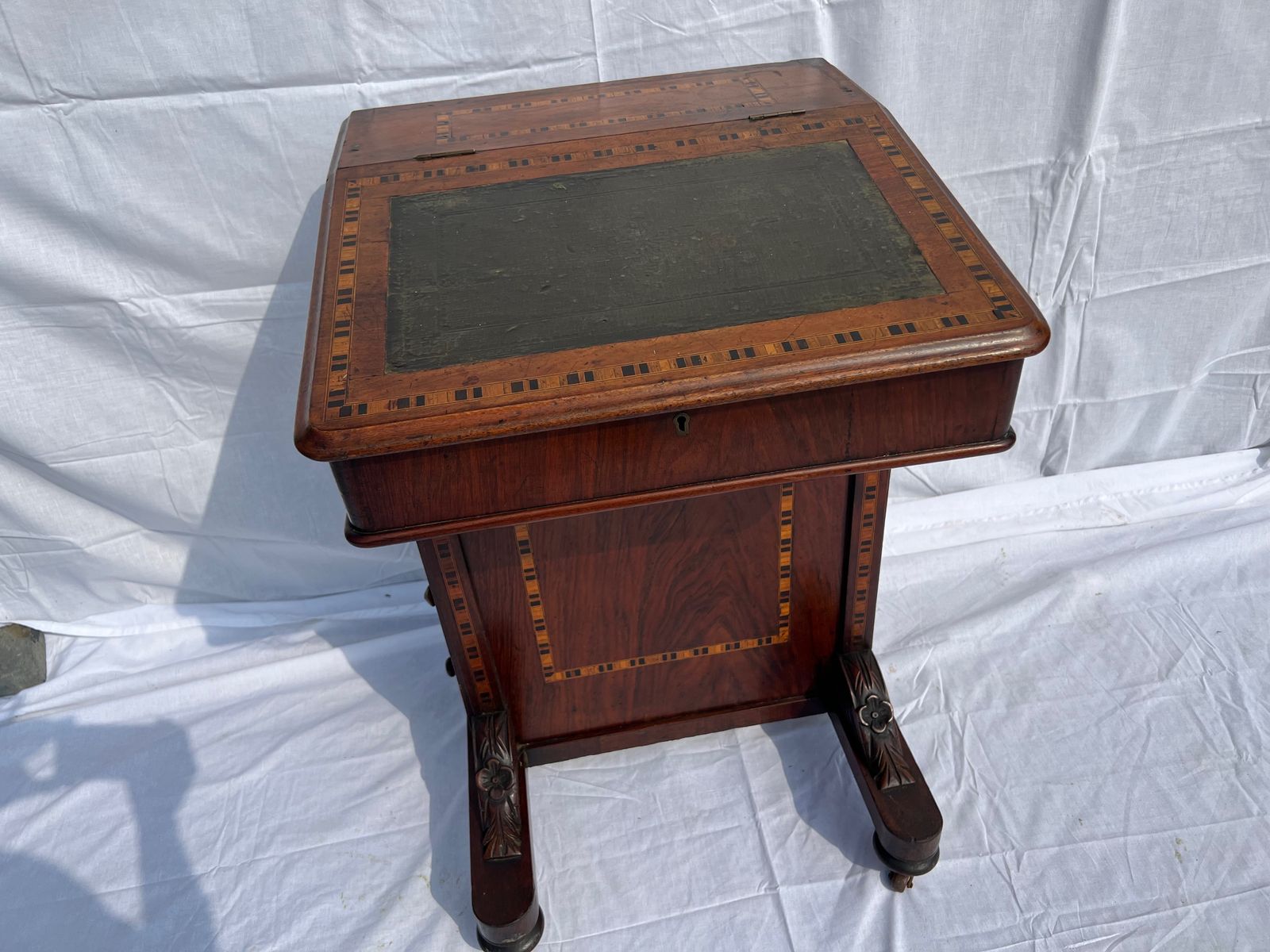 A 19th Century Tunbridge Inlaid Mahogany Davenport Writing Desk photo for sale