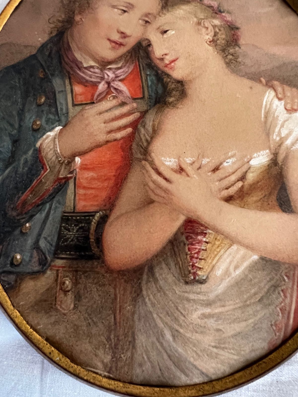 photo furniture Small Oval Watercolour Of An Amorous Couple